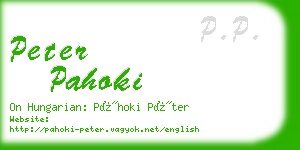 peter pahoki business card
